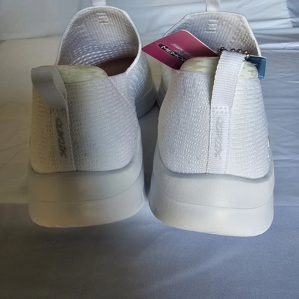 Skechers Women's White Slip-On Sneakers - Picture 8 of 16